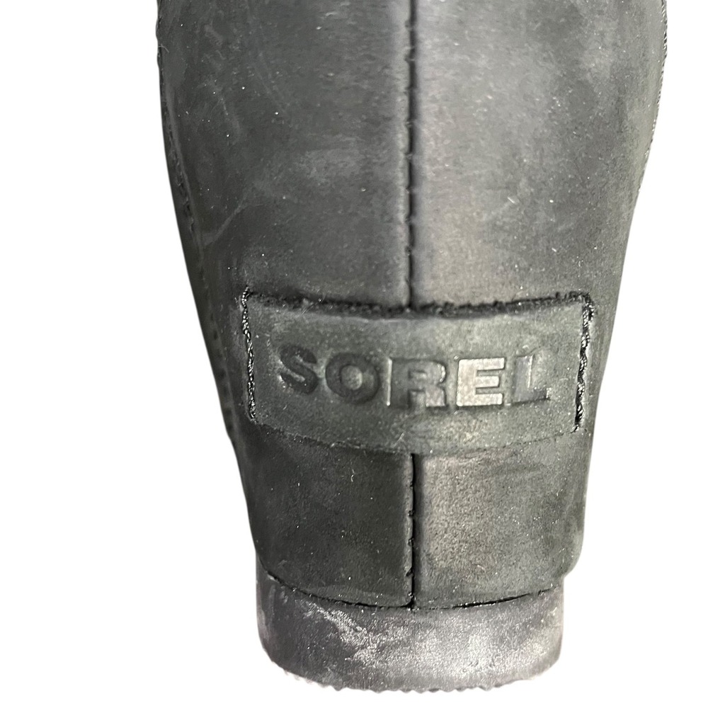 Sorel Conquest Waterproof Wedge Boots Leather Women's Black - DarkGray Size 7 - Picture 3 of 9